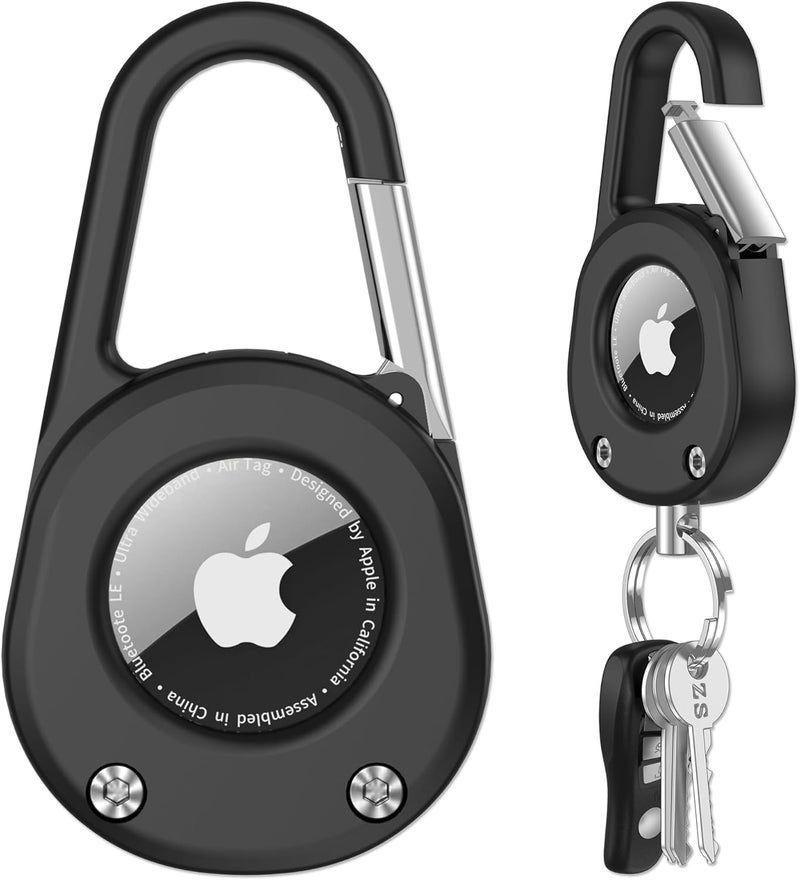 Scallop Air Tag Keychain with Carabiner,Thick Hard PC Air Tag Holder,IPX8 Waterproof,Secure Lock,Universal Wheel Key Chain - Image 1